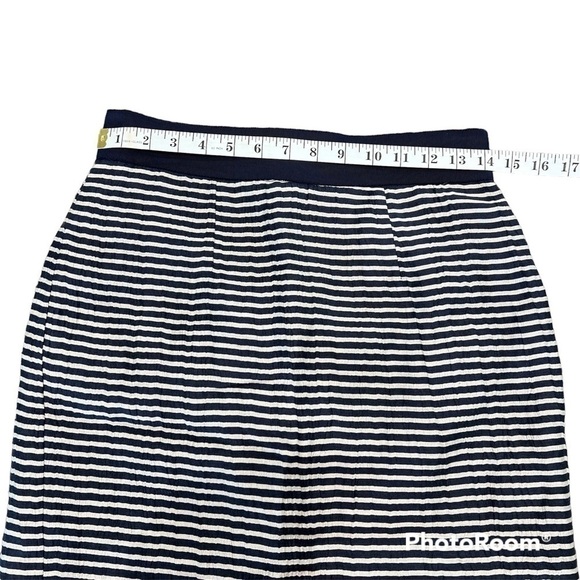 Loft Navy & Cream Striped Linen Blend Pencil Skirt Size 2 - Picture 7 of 8